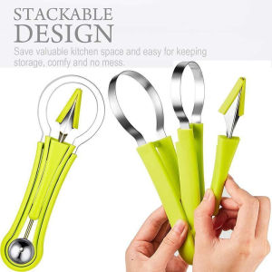 3-in-1 Fruit Ball Digger Set Home Fruit Cutting Carving Knife Kitchen Fruit Platter Tool 3-Pcs Set