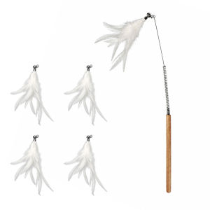 UPawsion Detachable Premium Cat Teaser Stick with Replaceable Feather Refills