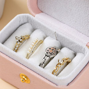 AN Kotak Penyimpanan Perhiasan Travel Portabel/Rak Penyimpanan Anting/Kotak Cincin Aksesori Serbaguna/Kotak Perhiasan Korea COD