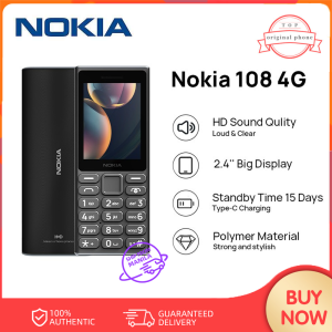 New Nokia 108 4G Feature Phone Bluetooth 5.0 FM Radio Dual Sim 2.4" Display 1450mAh Bettery Type-C Mobile Phone