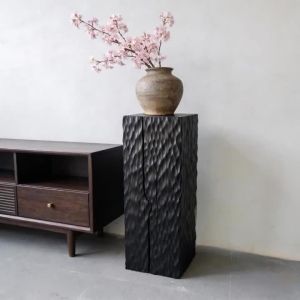xpkQ High End Black Display Stands Solid Wood Rack Solid Log Block Square Stool Living Room Artwork Pine Clear Varnish Decor Ornament T6H1N