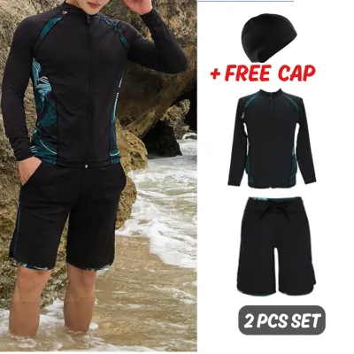 🇲🇾STOCK KL (SET) Rearguards Men Women Swimsuit UV Protect Swimming Diving Couple Swimwear Beach Surf Snorkeling Diving Long Sleeve Baju Berenang Muslim男女泳衣
