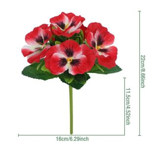 OKDEALS Silk Cloth Artificial Pansy Flowers Dyed Edged DIY Floral Simulated Rose Bouquet High Quality Realistic Simulation Flowers Valentines Day Gift