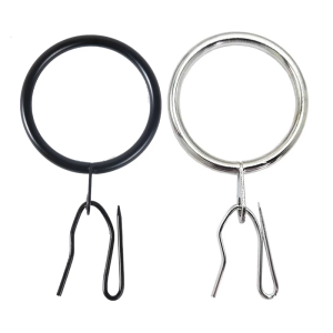 60pcs Black/Silver Metal Curtain Rings and Drapery Hooks for Versatiled Use in Window and Doors