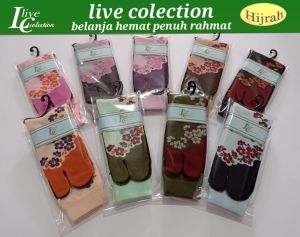 12 Pasang Kaos Kaki Jempol Muslim Motif Bunga Sakura