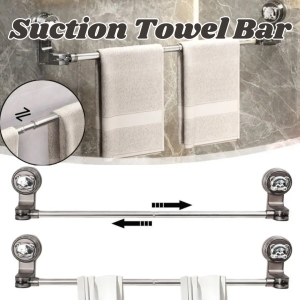 Retractable Suction Cup Towel BarRotating Corner Towel RackHole-Free Bathroom Storage Rack