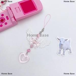 [COD] Home Base Lovely Wings Bow Heart Mobile Strap Phone Pendant Chain For Girls Women Fashion Sweet Keychain Bags Decorative Accessories Gifts