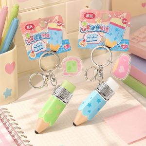 Fingertip Toy Pencil Shape Fidget Clicker Make Sounds Two Side Click Keyboard Keys Pendant Novelty Love Heart Star Print Electric Keycap Keychain Release Pressure