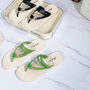 [Free Shipping] WomenS Summer New Flip-Flops Dual-Use Sandals With Heart-Shaped Design Flat Heel Soft Sole Non-Slip And Wear-Resistant Beach Slippers