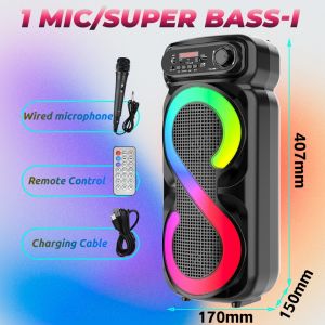 【PRO MAX BASS】Speaker Bluetooth Karaoke With Free Mic Big Size Original Super Bass Stereo Robot RGB