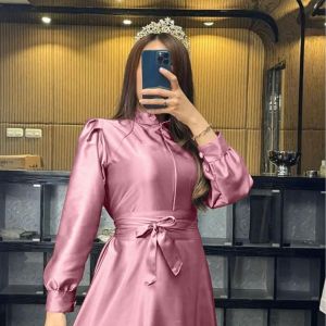 Lyodra Maxy Silky Polos Gamis Muslim Wanita Dress Bridesmaid Mewah By Demore