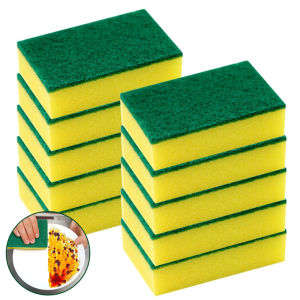 10pcs Highly Absorbent Double-sided Sponge Magic Clean Pot Rust Stain Sponges Cleaning Brush Kitchen Grease Cleaner Tools