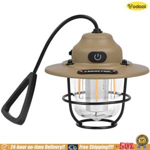 [VOS] LED Camping Lamp 1200mAh Camping Light IPX4 Waterproof Mini Metal Chandelier Stepless Dimming Type C Charging for Fishing Hiking