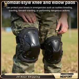 【HOSPORT】 4 Pack Protective Gear Knee Pads Elbow Pads Outdoor Sports Safety Gear Tacticals Knee&Elbow Pads for Outdoor Cycling Mountaineering & Hiking