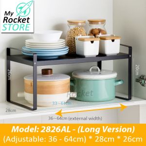 Kitchen Cabinet Shelf Rack Organiser Adjustable Organizer Stand  Extendable Storage Table Top Oven