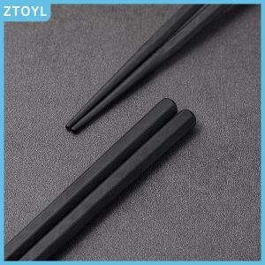 ZTOYL 1 Pairs Alloy Chinese Chopsticks Food Japanese Sushi Sticks Reusable Non Slip Dishwasher Safe Bamboo Shape Food Grade Chopsticks