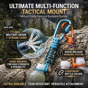 Portable Water Bottle Holder Carabiner Clip Hiking Gear Bottle Hook Lightweight Secure Hanging Buckle Outdoor Camping Travel Backpack Accessory