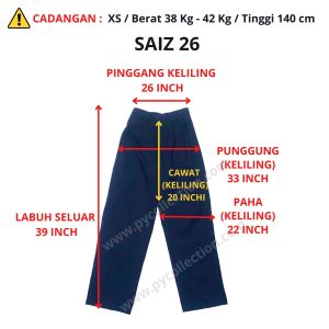 FH035 - SELUAR SEKOLAH MENENGAH PENGAWAS BIRU COTTON