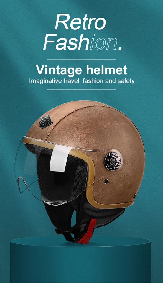 NEVA CI-35 Leather Layer Classic Helmet Motorcycle Half Face Retro