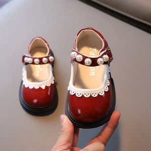 New School Girls Shoes Spring Summer Baby Girl Brightly Patent Leather Round Toe Shoes Princess Floral Bordered Mary Jane G12196