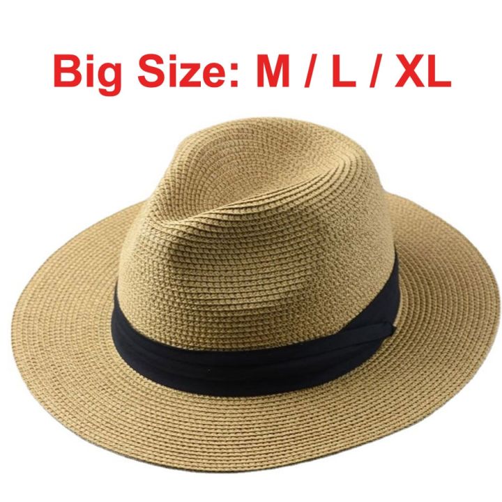 Over Size Straw Sun Hat For Men Big Head 62Cm Panama Hats Male Outdoor  Fishing Beach Foldable Jazz Top Hat Sunscreen Visor Hat