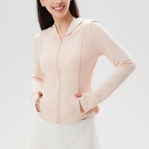 Sunscreen jacket womens long sleeved hooded personalized breathable running sports yoga slim fit quick drying top