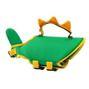 OUTOPEN Adjustable Dog Life Jacket Bee/Dinosaur Shape Cartoon Dog Swimsuit Practical Safety Handle Dog Swimming Suit Pool Party