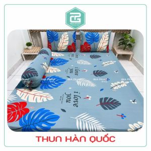 Bộ ga giường Ga trải giường Thun Lạnh Hàn Quốc 4 món họa tiết (1 ga bọc + 2 vỏ gối nằm + 1 vỏ gối ôm)