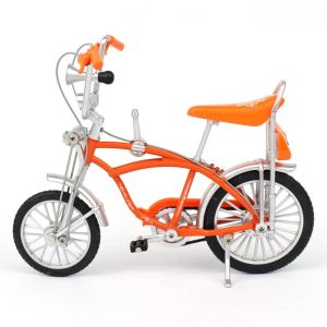 BANZU Retro Style Alloy Bicycle Model Orange Black Red Cycling Ornaments Mini Bike Model Kids Toy 1:10 Scale Simulation Mountain Bikes Collection