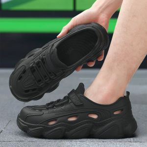 Sepatu Sandal Karet Cowok Sporty Olahraga Pantai full pria dewasa bahan premium tanpa tali kasual sneakers laki laki Black cream Sol karet