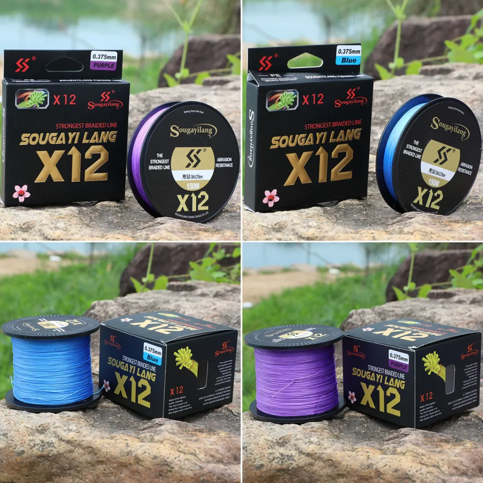 Sougayilang X12 Fishing Line 12 Strands Braided PE Line Super Strong  Anti-corrosion Durable and Smooth Braided Fishing Line 20-103LBS