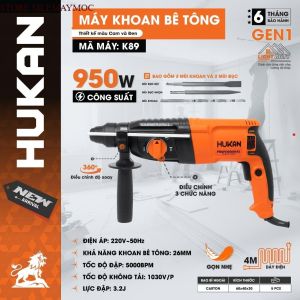 Máy khoan đục bê tông HUKAN K89 3 Chức năng Công suất 950W Tặng Bộ 5 Mũi mẫu mới new STORE SILEMAYMOC