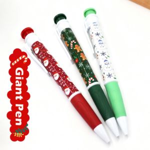 MARINI 285cm Bút bi khổng lồ Hình in Giáng sinh Đồ chơi lạ Bút bi cỡ lớn Vui vẻ Đạo cụ biểu diễn Bút Giáng Sinh Sinh viên