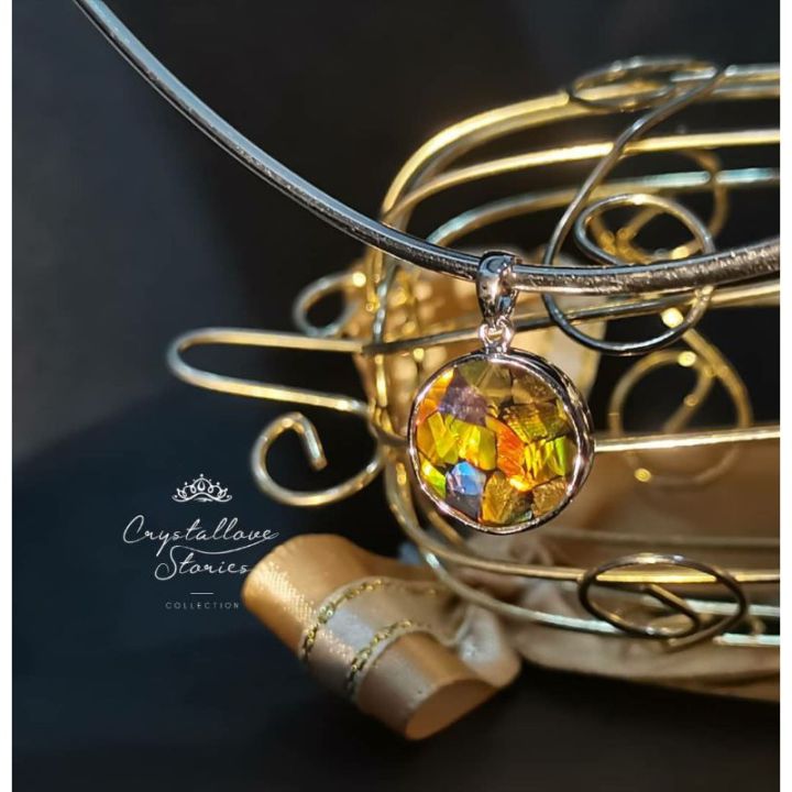️Ready Stock Genuine Gemstones 5A Ammolite Splice 925 Pendant 12mm ...