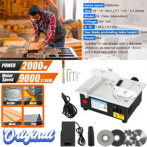 JAYA Gergaji Meja Mini Multifungsi Gergaji Desktop Alat Pemotong DIY 5000RPM Mini Table Saw Portable