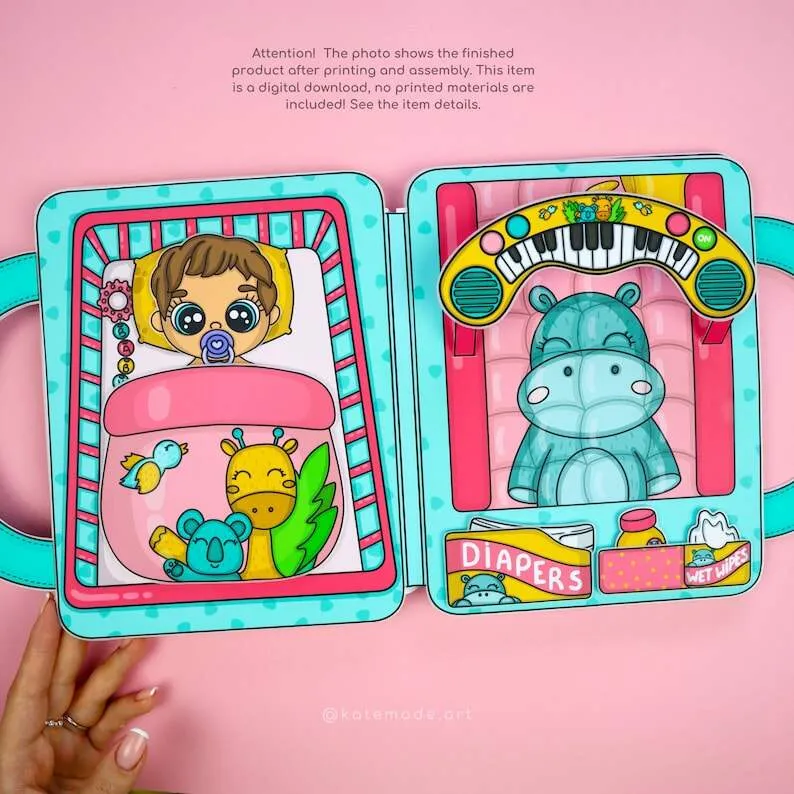 Baby Dollhouse Paper Doll Book Children Development Toy Non