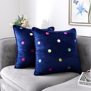 Lotusolution Decorative Velvet Soft Throw Pillow Covers Pack of 2 Metallic Polka Dots Printed Cushion Covers Square Pillowcases for Couch Bedroom Living Room Sofa Bed20x20 inch inchBlack