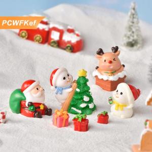 【PCWFKef】 Dễ thương nhựa đồ trang trí Giáng sinh phim hoạt hình Santa Claus Snowman Máy tính để bàn đồ trang trí nhỏ thu nhỏ bức tượng văn phòng Máy tính để bàn trang trí