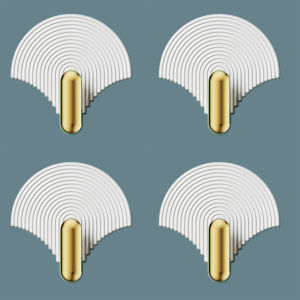 【4Pcs/Pack】Nordic Style Fan Shape Punch-free Hook Door Rear Hanger Bathroom Kitchen Wall Hook Traceless Clothes Hat Key Storage Hooks