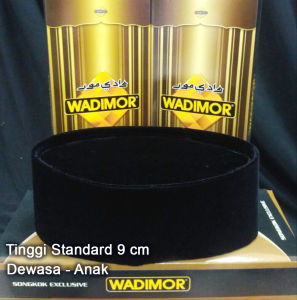 PECI SONGKOK KOPIAH WADIMOR AC Hitam Polos Dewasa Anak Anak Laki Laki Beludru Halus Tebal