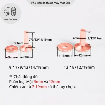 Đinh Tán Đồng Thau Kiểu Mỹ Đóng Cố Định Vĩnh Viễn Phụ Liệu Làm Đồ Da Thắt Lưng Bóp Ví Túi Xách Giỏ Thủ Công Handmade DIY
