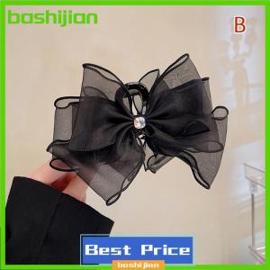 bashijian กิ๊บหนีบผมแฟชั่น Tulle ขนาดใหญ่สำหรับผู้หญิงปิ่นปักผมรูปโบว์ติดผมสุดหรูกิ๊บผมทรงหางม้าเครื่องประดับผมแสนหวาน