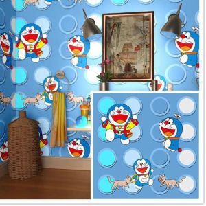 Wallpaper Dinding +/-8m +/-4.5m 1m Kamar AnaK DORA3MON CAT Wallpaper Sticker Murah Dekorasi Rumah Ruang