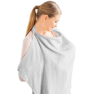 Muslin Nursing Cover for Baby Breastfeeding Breathable Cotton Breastfeeding Cover with All-season