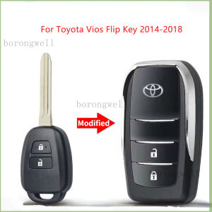For Toyota Yaris Vios Prado Uncut Toy43 Blade Replacement Modified Flip Key Shell 2 Buttons Remote Car Key Blank Case