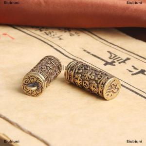 [COD] Biubiuni 1pcs Brass Phật Sutra xi lanh Mặt dây chuyền Keychain treo Vòng cổ hộp thuốc