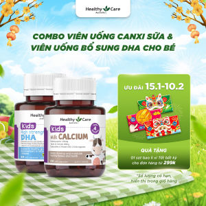 Combo Healthy Care Kids: Milk Calcium 60 Viên & DHA 60 Viên – Hỗ Trợ Phát Triển Chiều Cao & Trí Não