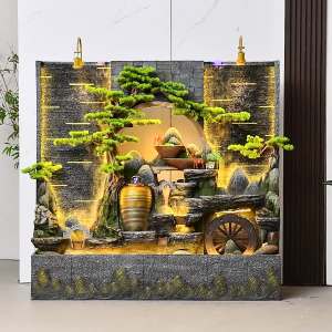 Water Curtain Wall Artificial Mountain and Fountain Hallway Office Indoor and Outdoor Screen Courtyard Fish Pond Fortune Decoration Landscape Furnishing Articles