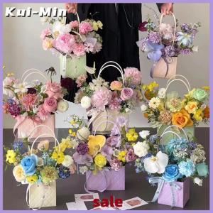 Kui-Min กล่องบรรจุภัณฑ์ดอกไม้แบบพกพาสำหรับตกแต่งงานแต่งงานถุงของขวัญกระเป๋าถือสำหรับวันวาเลนไทน์ของตกแต่งงานเลี้ยงวันเกิดงานประดิษฐ์ช่อดอกไม้