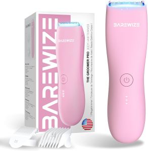 Bikini Trimmer for Women Pubic Hair Trimmer Waterproof USB-C Rechargeable LED Light Replaceable Blade Electric Razors for Women Electric Lady Shaver (Rose)